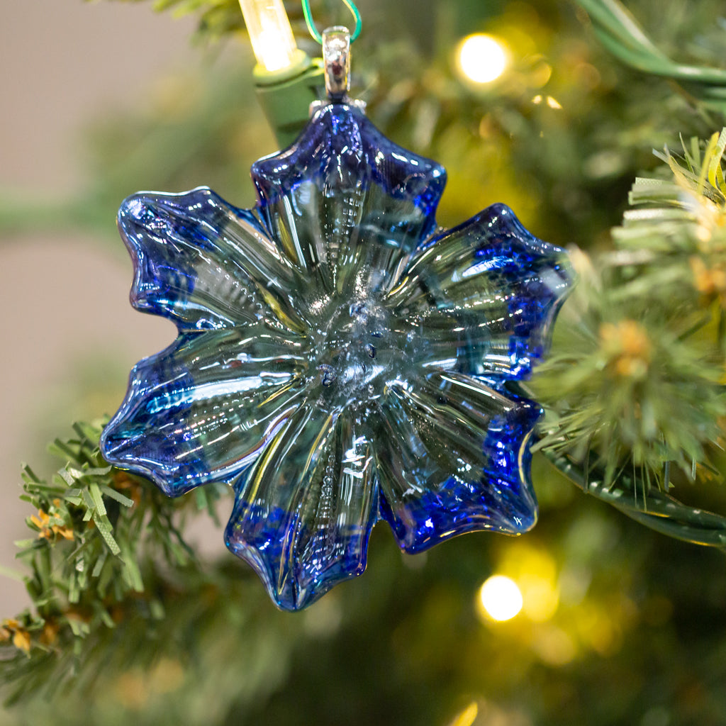 Baccarat outlet Crystal Blue Snowflake Christmas Ornament