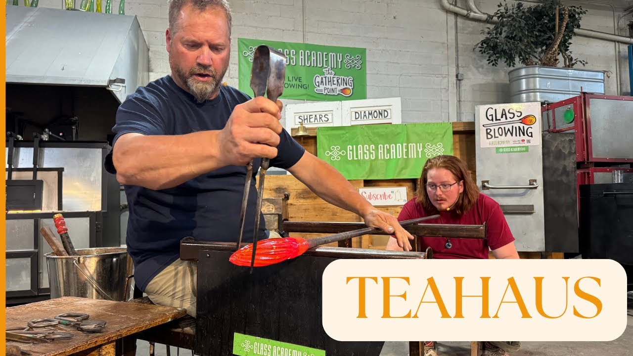 Load video: A video from The Gathering Point titled &quot;Glass Blowing: Tea + Van Gogh Pumpkins&quot;